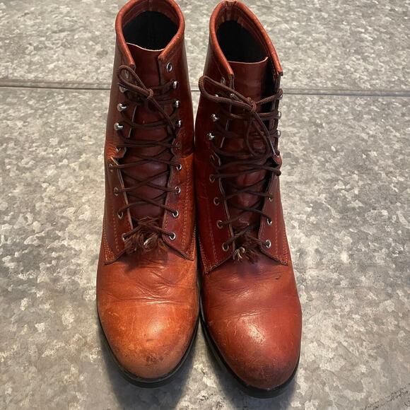 Vintage Ariat Lace Up Boots Mens 9.5 EU 42.5 Brown Leather 02 Competitor Western